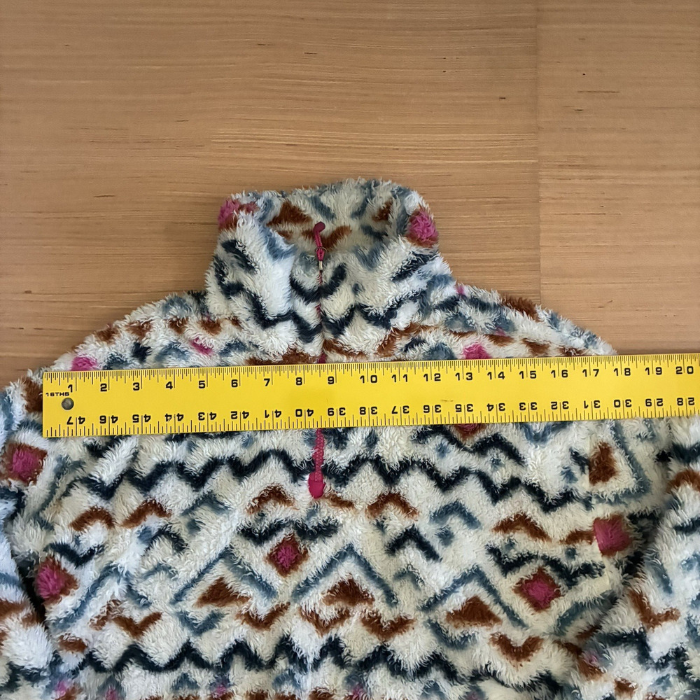 Eddie Bauer Women's Size XS 1/4 Zip Faux Fur Pullover Aztec Design Fuzzy Sweater - Picture 3 of 16